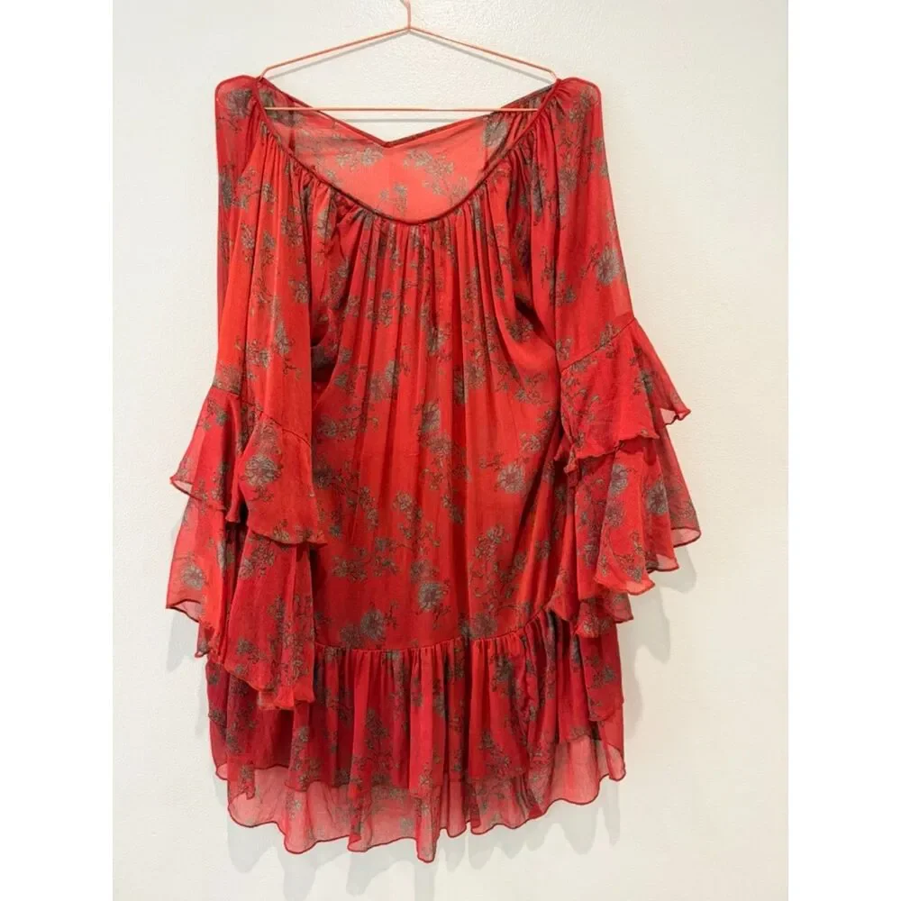 Free People Sunsetter Floral Ruffle Mini Dress